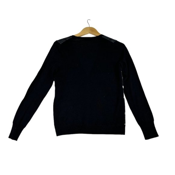 J. Crew 100% Merino Wool Plaid Button Cardigan sz Small Black - Picture 2 of 5